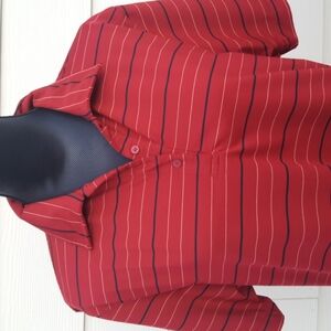VTG Golf Polo Oxblood Red Striped Shirt (XL)